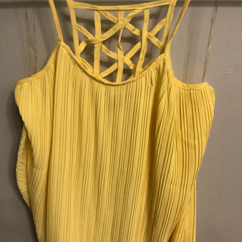Yellow Strappy Pleated Top